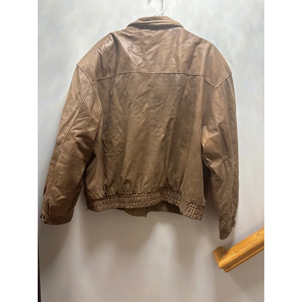 Georgetown Leather Design Bomber Jacket Mens 2X Brown Excellent Vintage Aviator